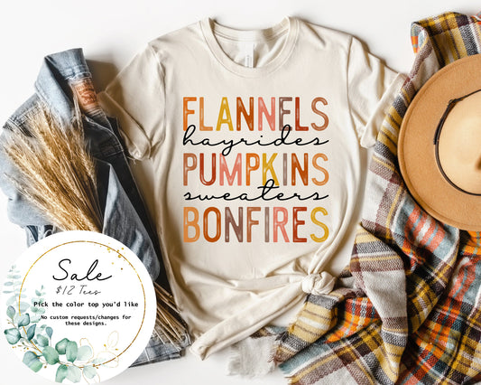 Flannels Hayrides Pumpkins Bonfire