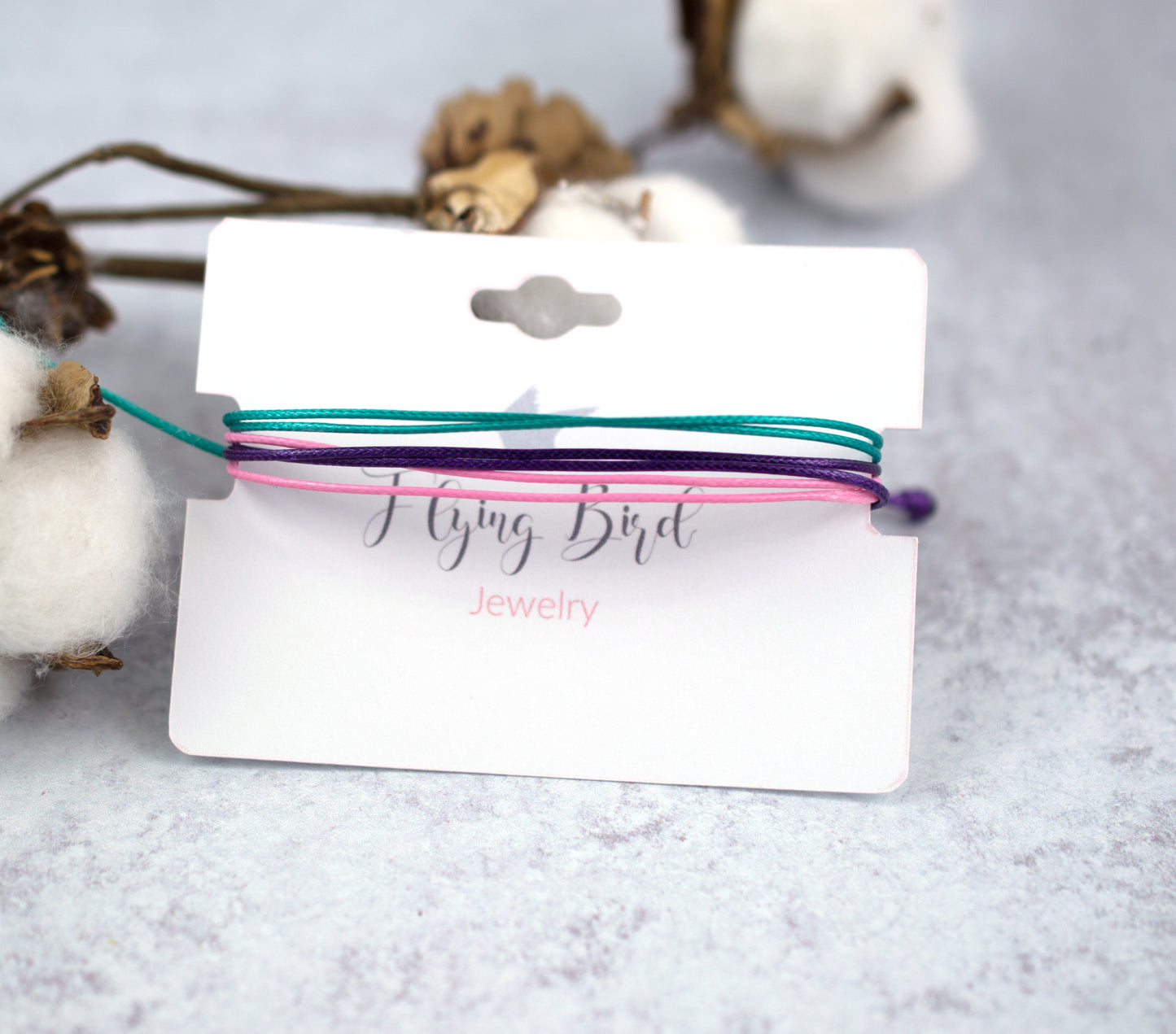 THYROID CANCER AWARENESS | TEAL, PINK & PURPLE CORD BRACELET