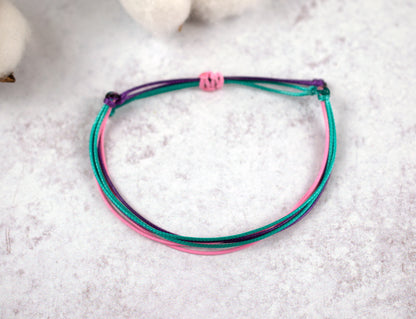 THYROID CANCER AWARENESS | TEAL, PINK & PURPLE CORD BRACELET