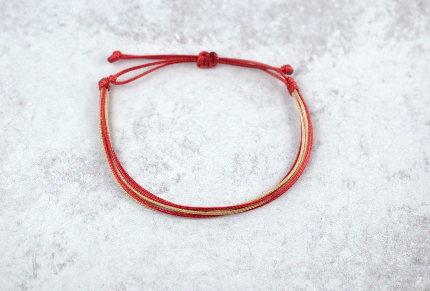 TAN & DARKER RED CORD BRACELET