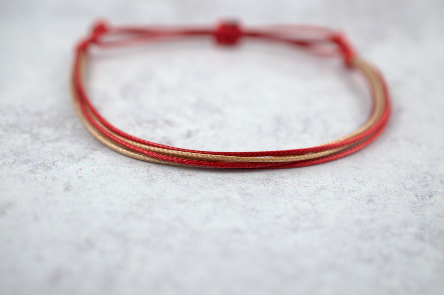 TAN & DARKER RED CORD BRACELET