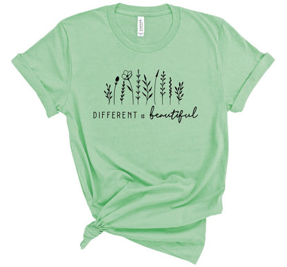 different is beautiful mint green tee