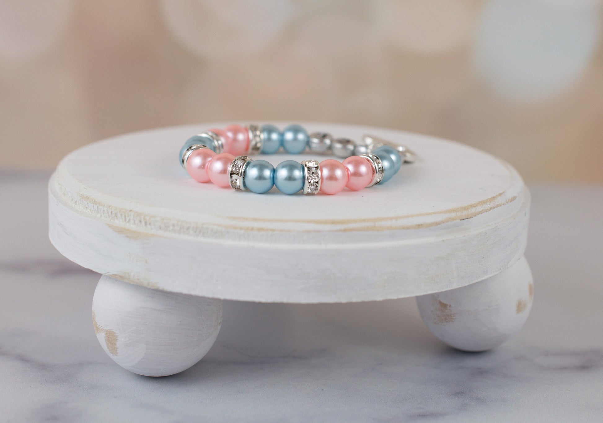 Big Sister Bracelet | Brisk Blue + Pink | Personalized Bracelet | Pearl Bracelet | Sister Jewelry | New Big Sister | Gift for Big Sister