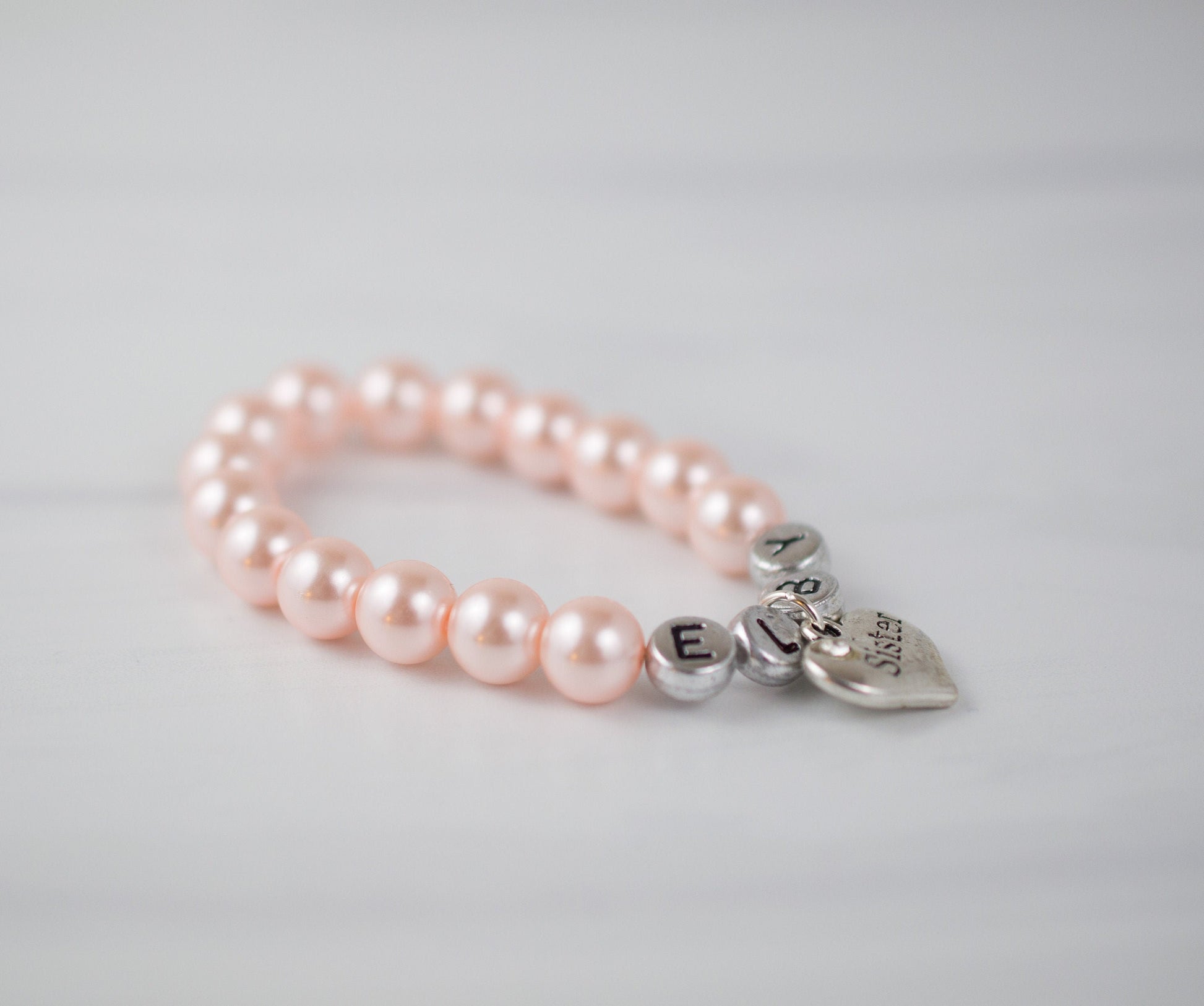 Sister Pale Pink Pearl Bracelet | Name Bracelet | Sister Gift | Sister Jewelry