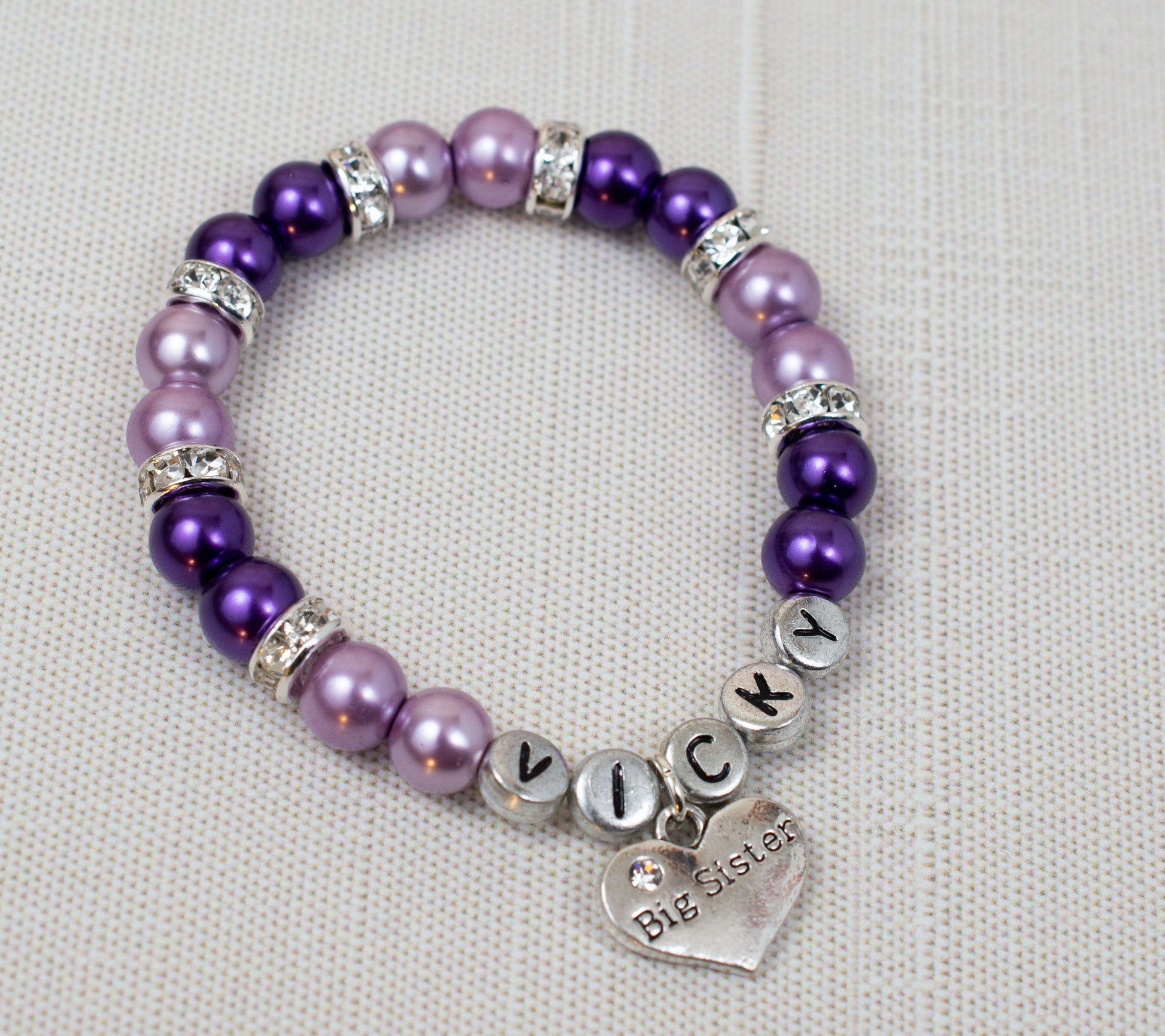 Big Sister Bracelet | Lavender and Violet | Personalized Bracelet | Pearl Bracelet |  New Big Sister | Gift for Big Sister