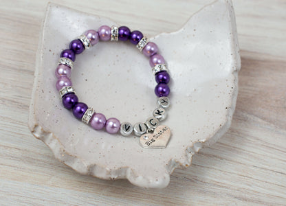 Big Sister Bracelet | Lavender and Violet | Personalized Bracelet | Pearl Bracelet |  New Big Sister | Gift for Big Sister